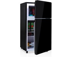 72L minikoelkast, zwarte glasdeur, 39 dB, 7-staps temperatuurregeling, LED-verlichting, R600 koelgemiddelde, directkoeling, geschikt voor keuken, woonkamer, caravan en kantoor. 120 kWh/jaar