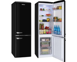 Amica Retro Koel-Vriescombinatie AR8242N - Zwart Hoogglans - E label