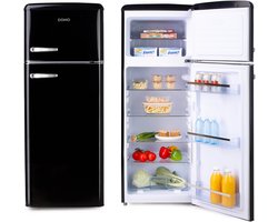 Domo DO91704R Retro Koelkast - Koelvriescombinatie - D - 206 L - Zwart