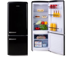 DOMO DO91706R Retro Koelkast - Koelvriescombinatie - Energieklasse D - 191 L - Zwart