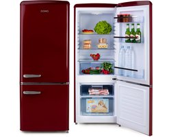 Domo DO91707R Retro Koelkast - Koelvriescombinatie - D - 191 L Wijnrood