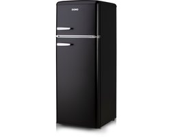 DOMO DO91775R Retro koelvriescombinatie - Koelkast met Vriesvak - 206 L - 39 dB - D - Mat Zwart