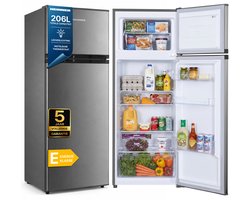 Heinner HF-H2206XE++ Koel-vriescombinatie – 206 L – LED-verlichting – Omkeerbare Deur – Instelbare Thermostaat – RVS – 5 Jaar Garantie