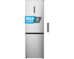 Heinrich´s HKS 3095 Koel- en vriescombinatie 304 liter - No Frost - XXL - koelvolume 207 l, vriesvak 97 l - stil 39 dB - energieklasse E - inox
