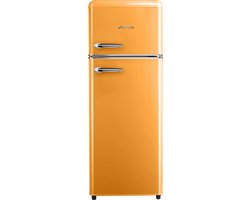 Helvetia Retro Koelvriescombinatie HRDPER206EO1 - Oranjekleur - 144cm Hoog - 4ster Vriezer - Vintage - 206 Liter