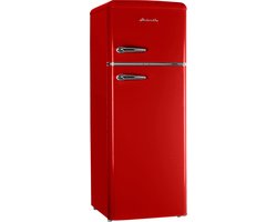 Helvetia Retro Koelvriescombinatie HRDPER206ER1 - Rood - 144 cm Hoog - 4ster Vriezer - Vintage - 206 Liter