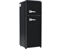 Merax Retro Mini Koelkast 92L – Koel-vriescombinatie – Zwart – Energieklasse D