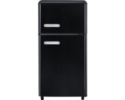 Merax Retro Mini Koelkast – Dubbele Deur Koel-vriescombinatie – 72L - 51L Koelen en 21L Vriezen – LED-verlichting – Energieklasse E – Zwart – 91 cm Hoog