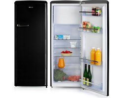 PRIMO PR164RKZ Retro Koelkast - 218L - D - Kastmodel Koelkast - Koelvriescombinatie - Zwart