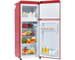 Sweiko Koel-vriescombinatie, Retro koelkast, 105.5*41cm, tweedeurs, 92 liter totaalvolume, met 28 liter vriesvolume, 181 kWh/jaar, -27°C ~13°C, LED-licht [Energieklasse F]