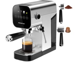 Aigostar 301J3 - RVS Pistonmachine - Espressomachine - 20 Bar -Automatische Melkopschuimer - Cappuccino & Latte - RVS - Zilver