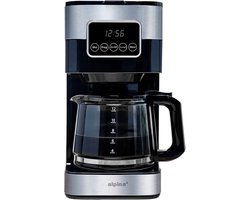 alpina Koffiezetapparaat Filterkoffie - Koffiemachine 1.5L/ 12 Kopjes Filter Koffie - Koffie Machine met Digitaal Display, Timer en Warmhoudplaat - Instelbare Koffie Sterkte - Zwart