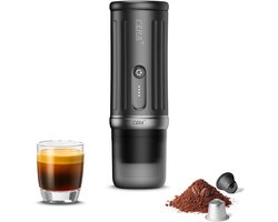 Cerapresso draagbare espressomachine - 3e gen 13500 mAh batterij - tot 8 kopjes zonder opladen - 150s tot 96°C - cups en gemalen koffie - dubbele espresso - draagbare koffiemachine - koffiemaker - reis & camping koffiezetapparaat 12 volt - CERA+