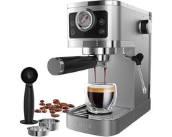 Dewelling CM1660 Semi-Automatische Espresso Koffiemachine 20-Bar Italiaanse Pomp | 1350W RVS Coffee Machine met Melkopschuimer, 1.3L Watertank