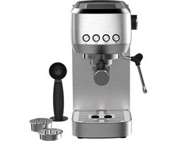 Dewelling CM1662 Espresso Coffee Machine met 20 Bar Italiaanse Pomp – Professioneel RVS Ontwerp, Klassieke Drukknoppen, Melkopschuimer, 1350W voor Thuis Barista’s – 1,3L Watertank voor Latte & Cappuccino