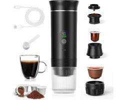 Draagbaar koffiezetapparaat - 3-in-1 - Koffiezetapparaat - Elektrische Espresso Apparaat - Oplaadbaar - Capsule Koffie - Gemalen Koffie - Reis & Camping Koffiezetapparaa 12 volt