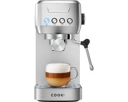 Espressomachine 20 Bar - Piston Koffiemachines RVS - Met Stoompijpje - Coffee Machine - 1,3L Waterreservoir - COOK-IT