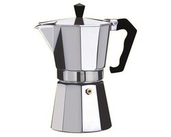 Floria Moka Pot Percolator 3-kops – Espressopot aluminium – 3 cups – Voor gas & elektrisch fornuis – Zilver