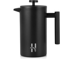Hanamura French Press - Cafetiere - Dubbelwandig - 1L - Zwart