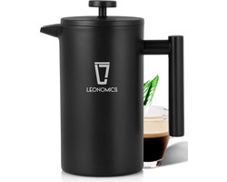 Leonomics French Press Cafetière - Voor 0.7L Koffie - Dubbelwanding RVS Koffiemaker