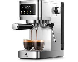 NovaWare® Espressomachine – Pistonmachine – Koffiemachines - Kopjesverwarmer - Met Stoompijpje - RVS