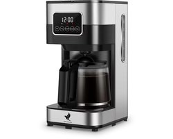 NovaWare Koffiezetapparaat - Filterkoffie – 1.5L - Koffiemachines – Display – 12 Koppen – Zwart/RVS