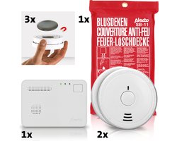 Alecto Brandpreventiebox met koolmonoxidemelder - 2 rookmelders - 1 brandblusdeken - 3 magnetische montagesets