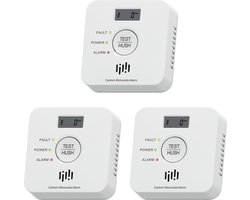 DVM-CDA30-3: Set 3x Koolmonoxidemelder, verwisselbare batterij, 10 jaar garantie.