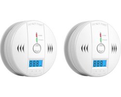 Koolmonoxidedetectoren - 2 stuks - Co-Melder - Werkt Op Batterijen - Led display - Met kunstmatig Alarmgeluid En Testknop - Draadloos - Bescherm uw Gezin Tegen Bedreigingen - Geschikt Voor Thuis, Restaurant, Hotel, Kantoor
