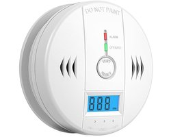 Koolmonoxidedetectoren - Co-Melder -Koolmonoxidemelder met display - Led display - CO-detector op batterijen - Met kunstmatig Alarmgeluid En Testknop - Draadloos - Geschikt Voor Thuis, Restaurant, Hotel, Kantoor - Wit