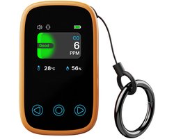 Koolmonoxidemelder - CO melder - Vochtigheidsmeter - Drukdetectie - Thermometer - Oplaadbare Lithium Batterij - Draagbaar - Touchscreen - Oranje of Wit - Elektrochemische CO sensor - Zelfkalibrerende NDIR sensor