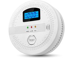 Koolmonoxidemelders - Koolmonoxidemelder Met Display - Werkt Op Batterijen - Co-Melder - Met Digitaal Led-Display - Met Kunstmatig Alarmgeluid En Testknop - Brandmelders - WIT