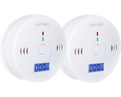 OIMG Koolmonoxidemelders - 2 stuks - Koolmonoxidemelder Met Display - Werkt Op Batterijen - Co-Melder - Draadloos - Met Digitaal Led-Display - Met Kunstmatig Alarmgeluid En Testknop - Brandmelders - Geschikt Voor Thuis, Restaurant, Hotel, Kantoor