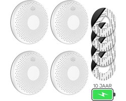SAVS CS11 Combimelder 4-pack - Rook en koolmonoxide - 10 Jaar batterij - Geen LED lampje - Rookmelder en koolmonoxidemelder met extra dun design - Rook én CO melder - Montage zonder boren