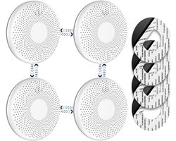 SAVS CS11R Draadloos koppelbare combimelder 4-pack - SafeLink - Rook en koolmonoxide - 10 Jaar batterij - Geen LED lampje - Rookmelder en koolmonoxidemelder met extra dun design - Rook én CO melder koppelbaar - Montage zonder boren