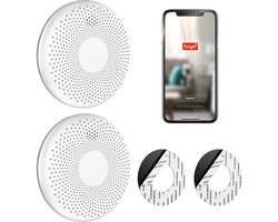 SAVS CS11W Slimme combimelder met wifi 2-pack - Tuya Smart Home app - Rook en koolmonoxide - 10 Jaar batterij - Geen LED lampje - Rookmelder en koolmonoxidemelder met extra dun design - Rook én CO melder - Montage zonder boren