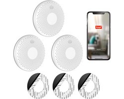SAVS CS11W Slimme combimelder met wifi 3-pack - Tuya Smart Home app - Rook en koolmonoxide - 10 Jaar batterij - Geen LED lampje - Rookmelder en koolmonoxidemelder met extra dun design - Rook én CO melder - Montage zonder boren