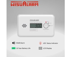 Wisualarm HY-GC20B Koolmonoxidemelder Incl. batterij (10 jaar) werkt op batterijen Detectie van Koolmonoxide