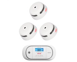 X-Sense Brandpreventieset - 3 Rookmelders en 1 Koolmonoxidemelder - 10 jaar batterij - 10 jaar sensor - Brandalarm en CO melder