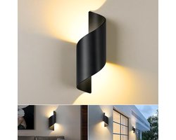 1 stuk - 10W Wandlamp - Moderne Wandlamp Binnen en Buiten - LED Wandverlichting - Waterdichte Wandlamp - voor Tuin, Woonkamer, Badkamer, Slaapkamer - Zwart (Warm Wit)