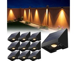 10-Pack Decoratieve Solar Lampen Voor Schutting – Waterdichte Led Buitenverlichting Op Zonne-Energie Met Warm Wit Licht – Voor Muur, Terras, Tuin, Hek, Garage, Zwembad – Eenvoudige Installatie - 6.6x5.8x5.1cm