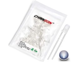 100 stuks 3mm witte LED diodes - Diffuus ronde verlichting voor elektronica