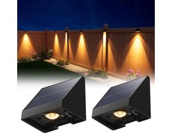 2-Pack Decoratieve Solar Lampen Voor Schutting – Waterdichte Led Buitenverlichting Op Zonne-Energie Met Warm Wit Licht – Voor Muur, Terras, Tuin, Hek, Garage, Zwembad – Eenvoudige Installatie - 6.6x5.8x5.1cm