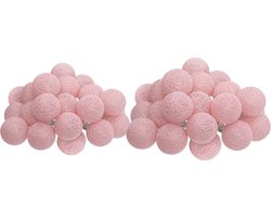 2x Atmosphera Lichtslinger - 20 verlichte balletjes/bollen 6 cm - lichtroze - 435 cm - met stekker - 20 LED bollen - Warm lichtroze - Totale lengte 435 cm