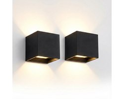 2x LED Wandlamp Kubus | Voor binnen en buiten | Dimbaar | Zwart | Lichtkleur instelbaar | Inc. Lichtbron | 6W