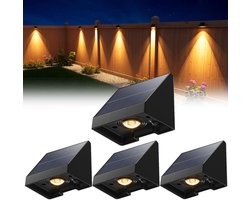 4-Pack Decoratieve Solar Lampen Voor Schutting – Waterdichte Led Buitenverlichting Op Zonne-Energie Met Warm Wit Licht – Voor Muur, Terras, Tuin, Hek, Garage, Zwembad – Eenvoudige Installatie - 6.6x5.8x5.1cm