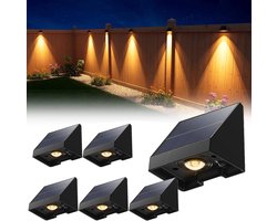 6-Pack Decoratieve Solar Lampen Voor Schutting – Waterdichte Led Buitenverlichting Op Zonne-Energie Met Warm Wit Licht – Voor Muur, Terras, Tuin, Hek, Garage, Zwembad – Eenvoudige Installatie - 6.6x5.8x5.1cm