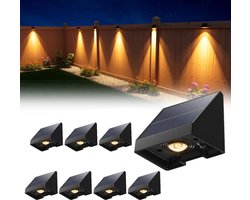 8-Pack Decoratieve Solar Lampen Voor Schutting – Waterdichte Led Buitenverlichting Op Zonne-Energie Met Warm Wit Licht – Voor Muur, Terras, Tuin, Hek, Garage, Zwembad – Eenvoudige Installatie - 6.6x5.8x5.1cm