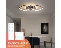 ANTENLICHT LED Plafondlamp - 2 LED Plafondlampen - LED Plafonniere - Dimbaar 3 staps - Met Afstandsbediening - 3000K-6500K - 4500LM - 40W - Zwart