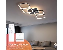 ANTENLICHT LED Plafondlamp - 4 LED Plafondlampen - LED Plafonniere - Dimbaar 3 staps - Met Afstandsbediening - 3000K-6500K - 5600LM - 50W - Zwart